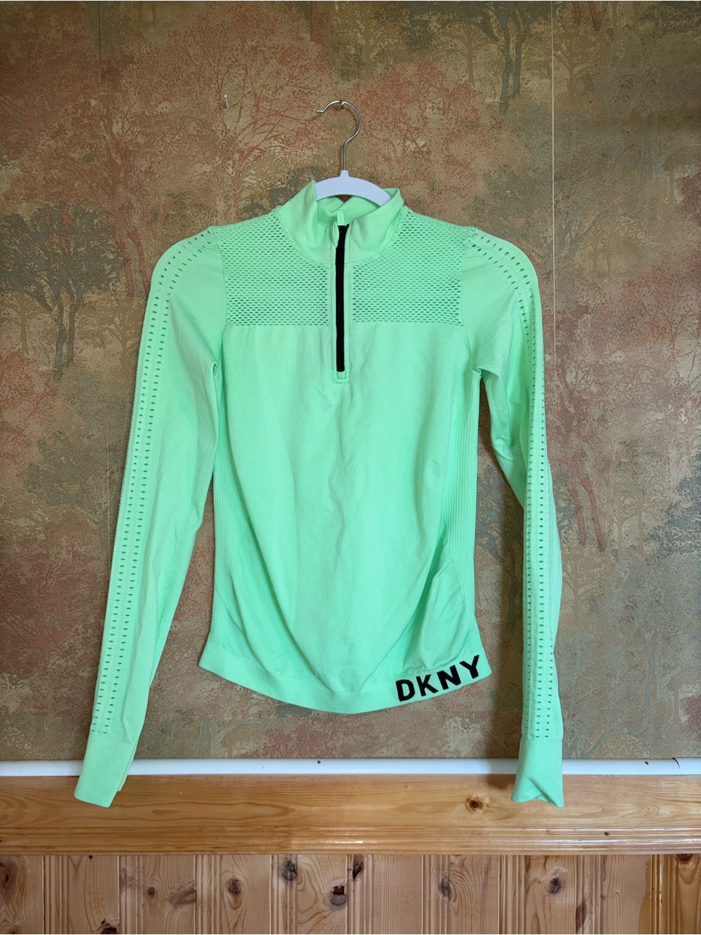 DKNY | Green Mesh Half Zip Longsleeve